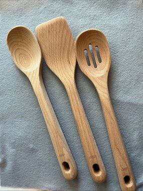 OXO Wooden 3-Piece Cooking Spoon & Spatula Set - Light Natural